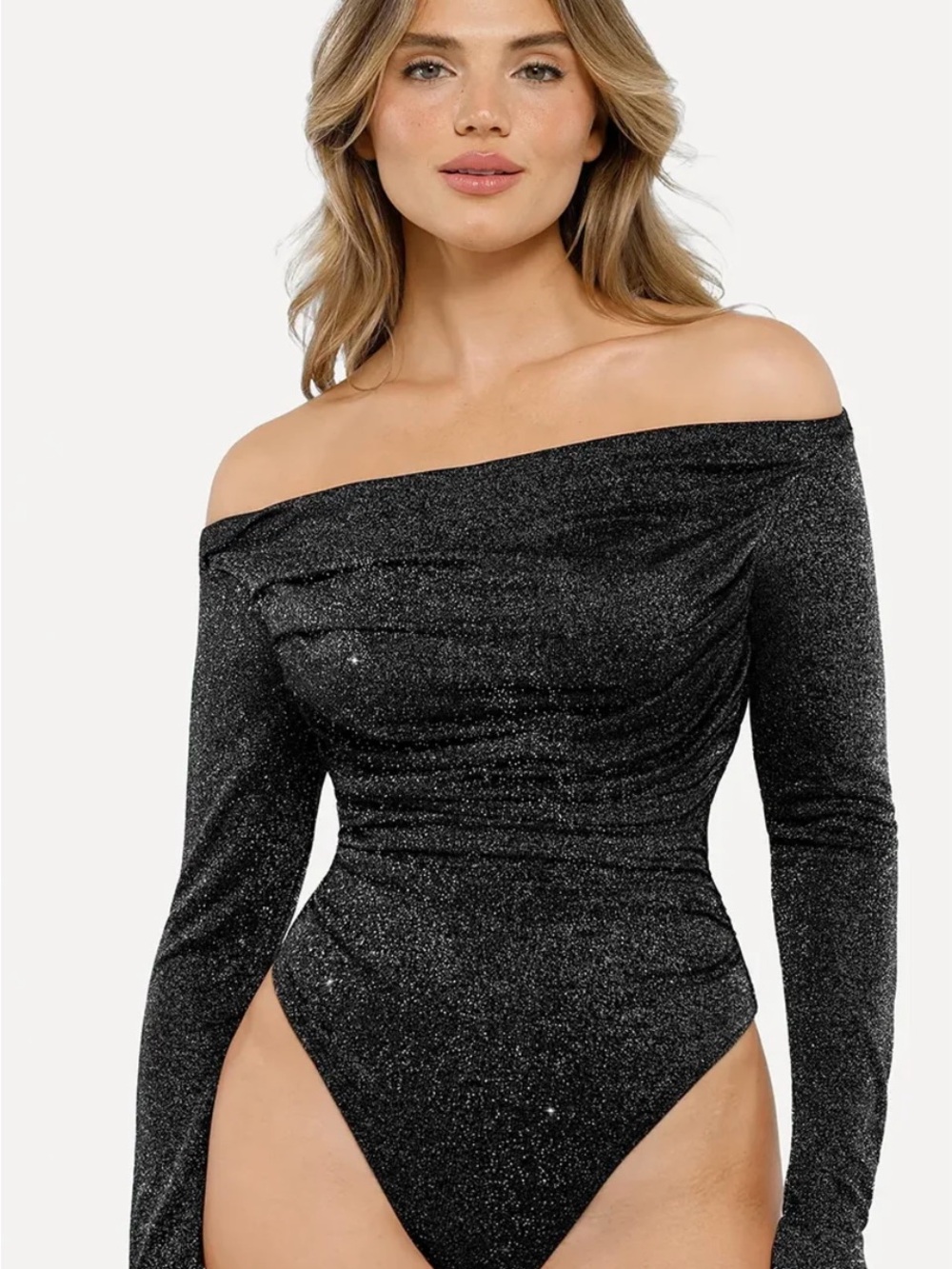 Shapewear Metallic Knit Long Sleeve Slimming Bodysuit size XL